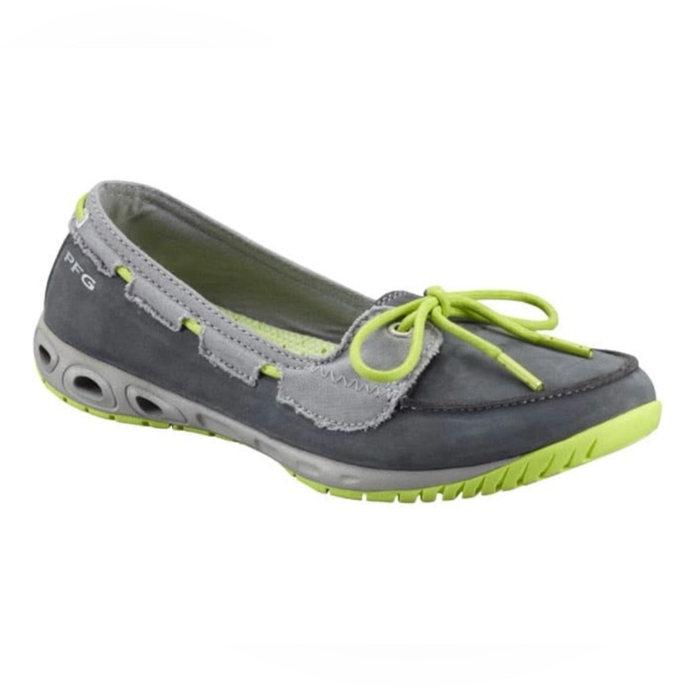 Columbia Women's Sunvent Boat PFG Boat Shoes - Grey/Lime Green - Sz 11